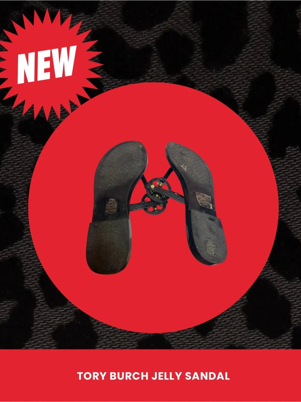 Tory Burch Black Jelly Thong Sandals with Gold Logo